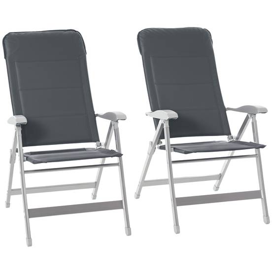 ComfortXL - Lot de 2 fauteuils de jardin aluminium pliants dossier inclinable gris foncé - ComfortXL Outdoor Living - Image 1