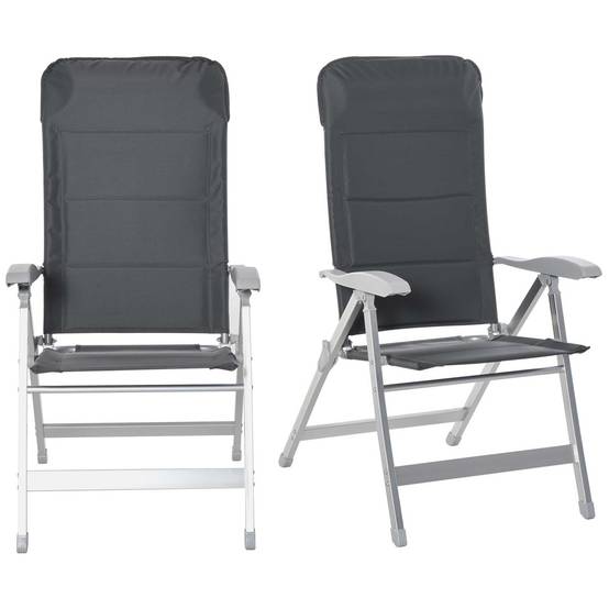 ComfortXL - Lot de 2 fauteuils de jardin aluminium pliants dossier inclinable gris foncé - ComfortXL Outdoor Living - Image 2