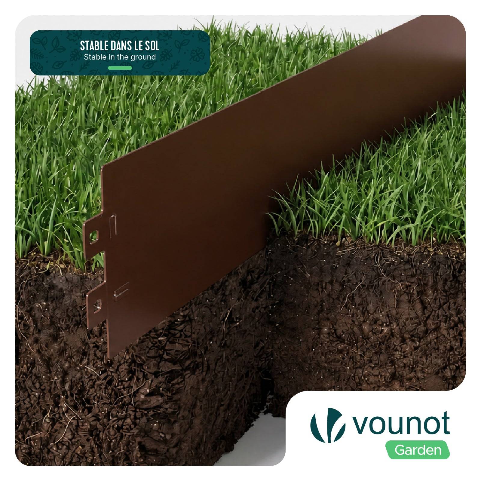 Vounot - Lot de 15 Bordure de jardin en métal flexible 100x13cm marron - clôture gazon antirouille 15m - VOUNOT® - Image 6