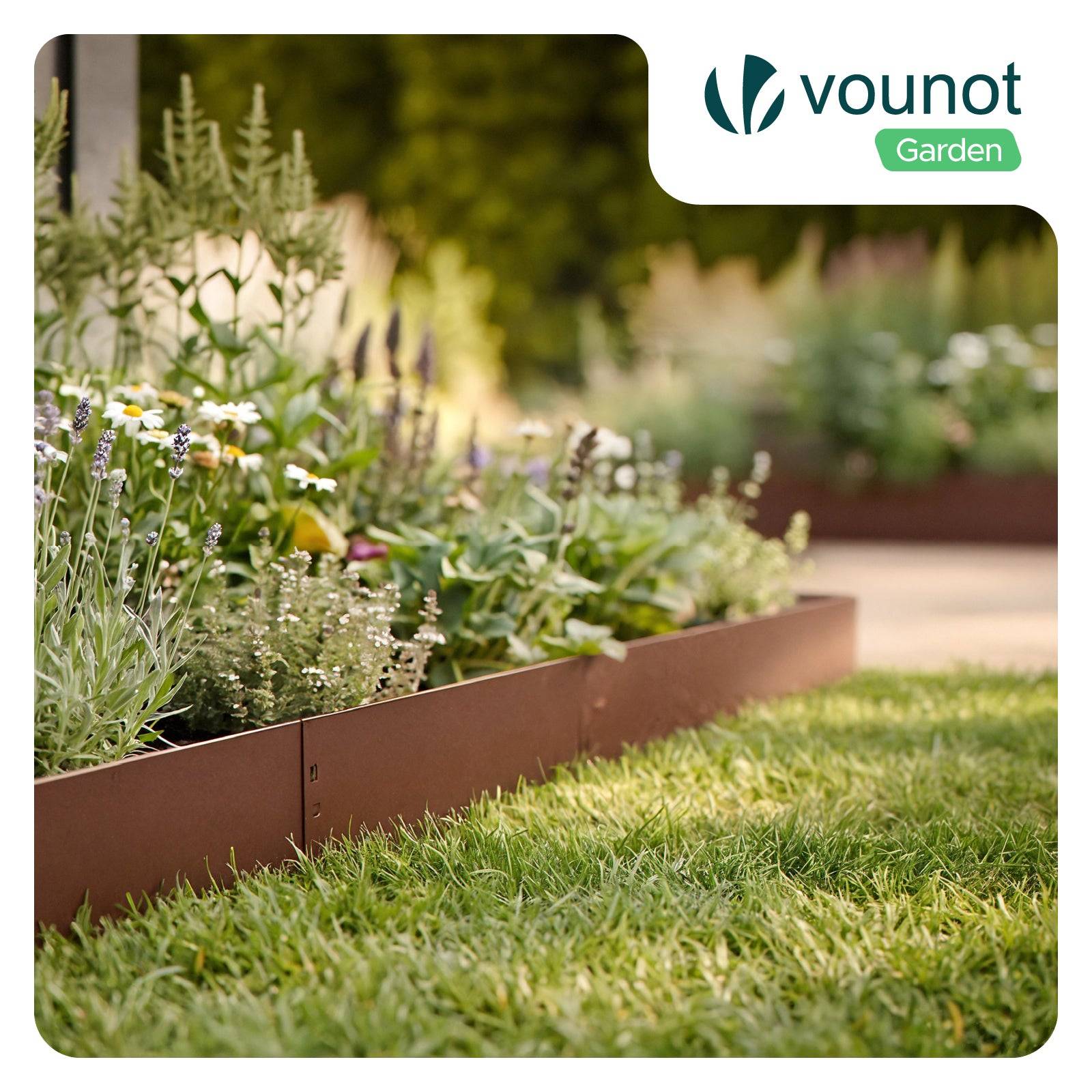 Vounot - Lot de 15 Bordure de jardin en métal flexible 100x13cm marron - clôture gazon antirouille 15m - VOUNOT® - Image 2