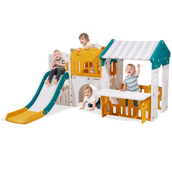Vevor - VEVOR Maisonnette pour enfants 1+ - maison de jeu extérieure avec toboggan, panier de basket, télescope, volant, table d'activités, structure PEHD. - Image 1