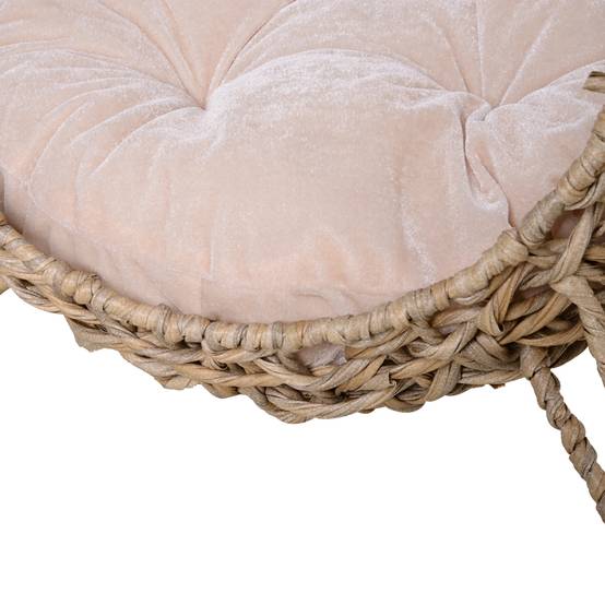 Sans Marque - Maison Rotin avec coussin couchage chat cachette pieds surélevés Naturel Ø52x58cm - Image 9