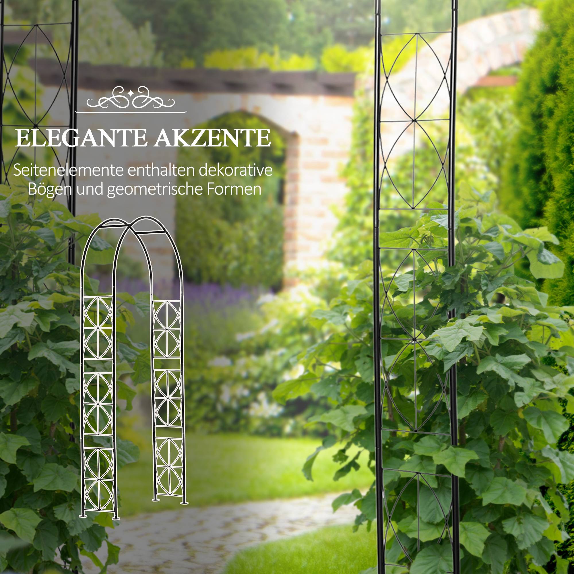 Arche de jardin métal noirs 114 x 30 x 230 cm - PANGIVO - Image 7