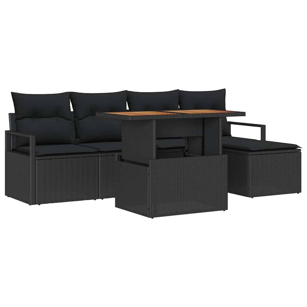 ComfortXL - Salon de Jardin 4 Places 6 pcs Poly Rotin avec Table Basse et Stockage Noir – ComfortXL Outdoor Living - Image 2