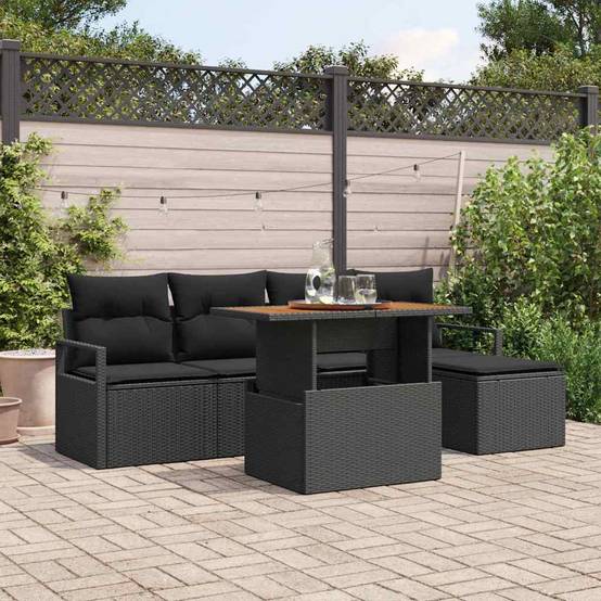 ComfortXL - Salon de Jardin 4 Places 6 pcs Poly Rotin avec Table Basse et Stockage Noir – ComfortXL Outdoor Living - Image 1