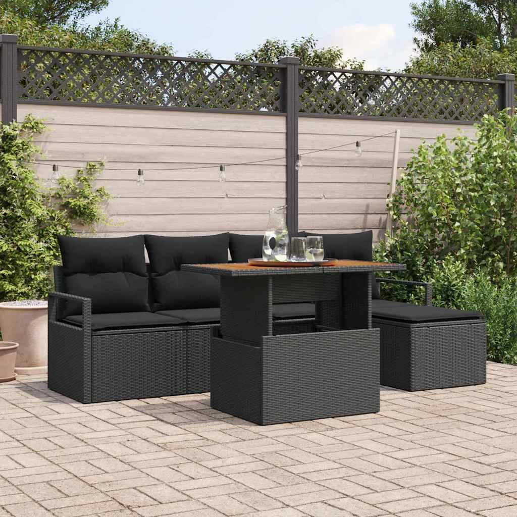 ComfortXL - Salon de Jardin 4 Places 6 pcs Poly Rotin avec Table Basse et Stockage Noir – ComfortXL Outdoor Living - Image 1