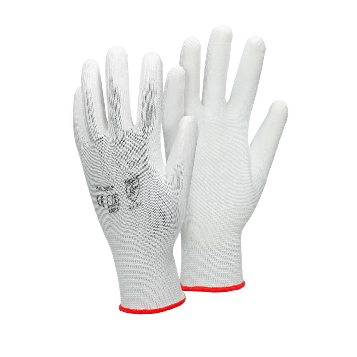 Ecd-Germany - ECD Germany 48 paires de gants de travail avec revêtement PU, taille 7-S, blanc, respirant, antidérapant - Image 1