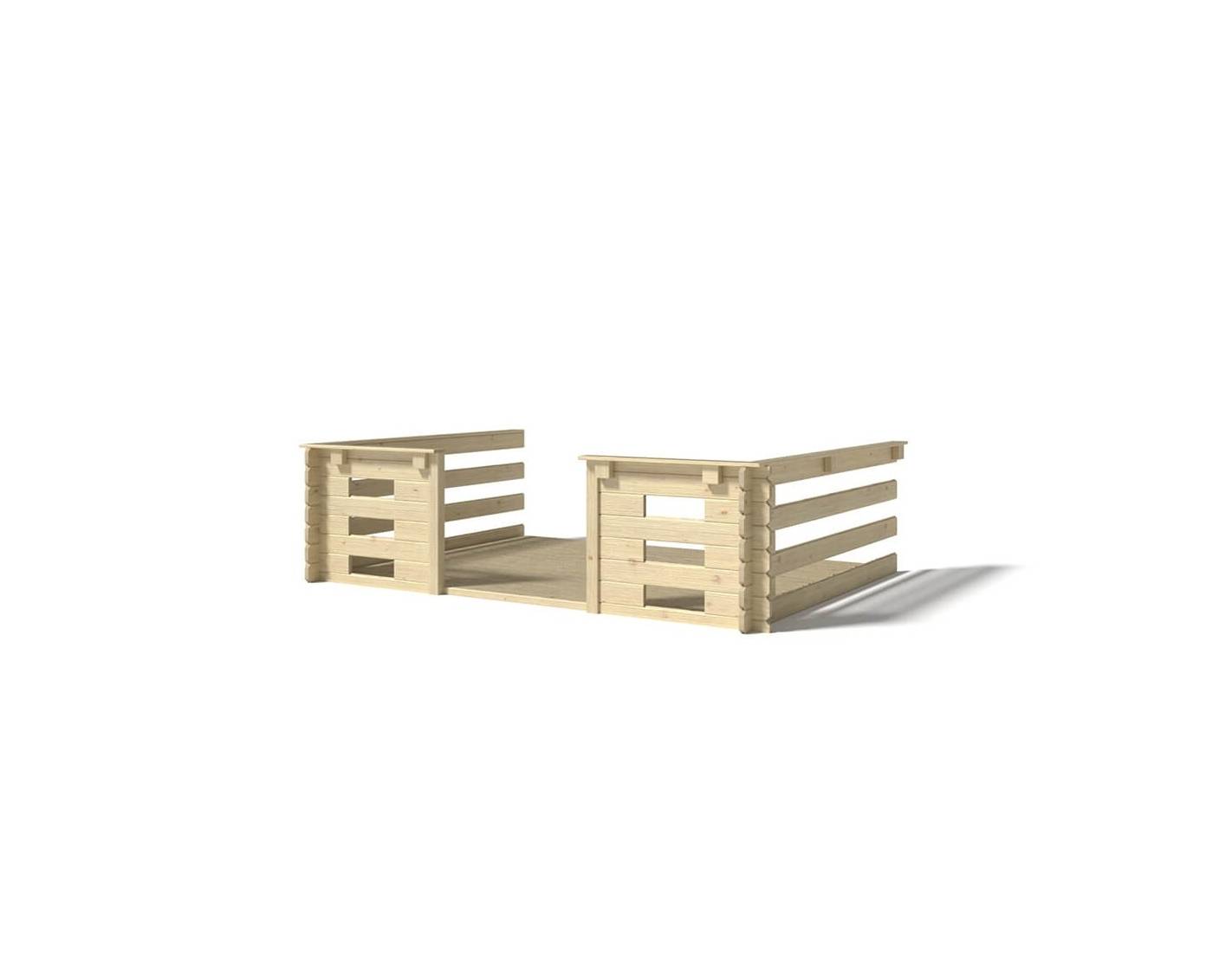 Altanka - Terrasse en bois avec balustrade pour abri en bois - 6m2 - 3m x 2m - couleur: naturel - DOM142 - ALTANKA - Image 1