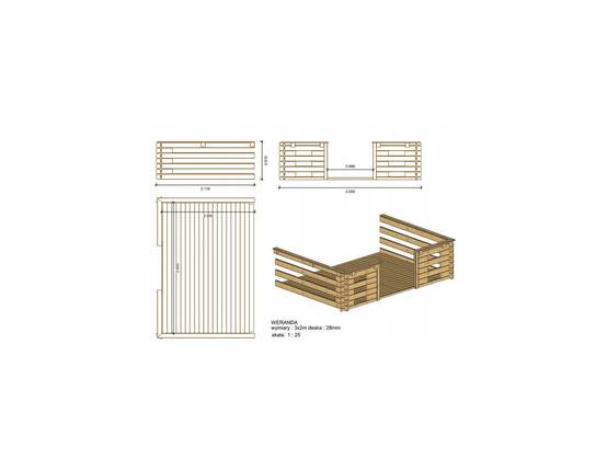 Altanka - Terrasse en bois avec balustrade pour abri en bois - 6m2 - 3m x 2m - couleur: naturel - DOM142 - ALTANKA - Image 3