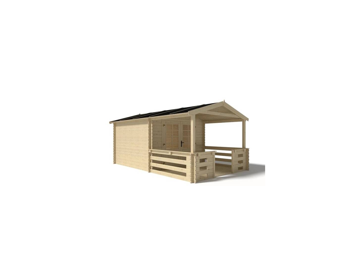 Altanka - Terrasse en bois avec balustrade pour abri en bois - 6m2 - 3m x 2m - couleur: naturel - DOM142 - ALTANKA - Image 4