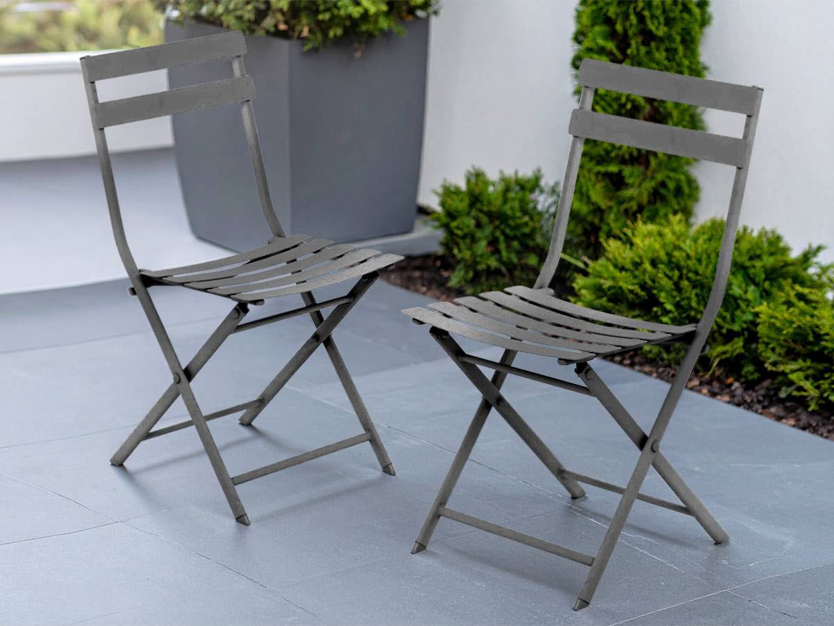 Hesperide - Lot de 2 Chaises de jardin métal pliante Greensboro Graphite - Hesperide - Image 2