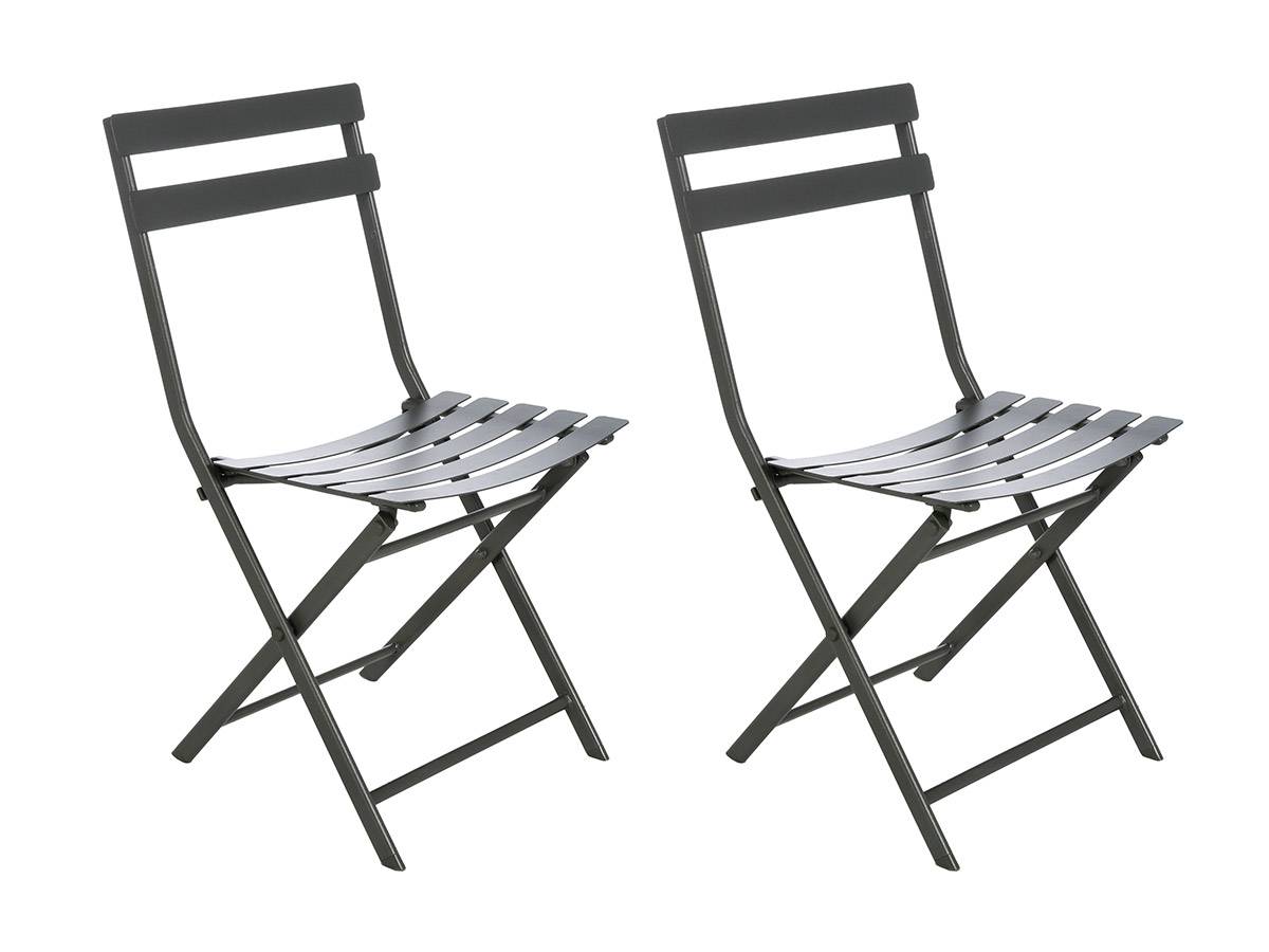 Hesperide - Lot de 2 Chaises de jardin métal pliante Greensboro Graphite - Hesperide - Image 1