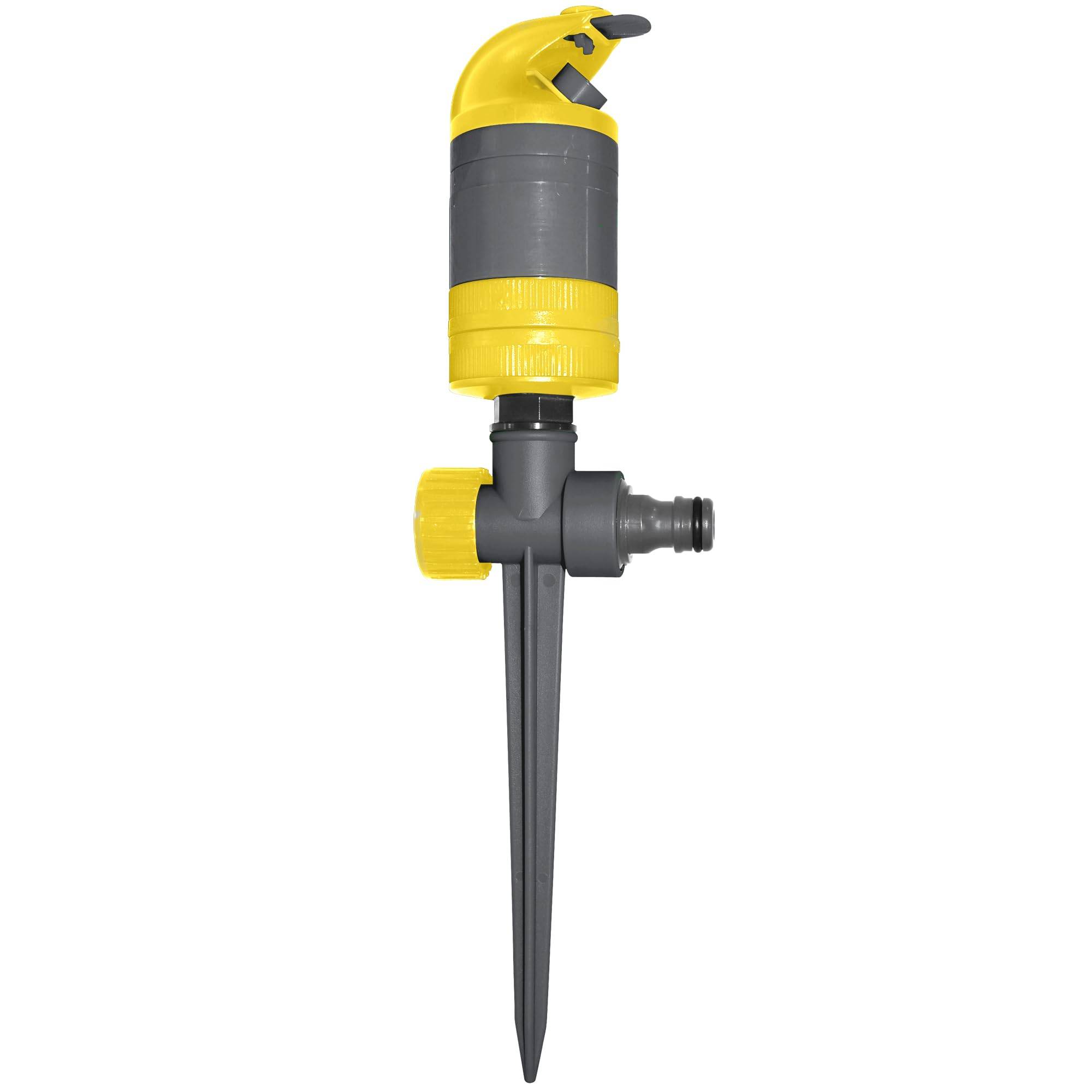 Jardibric - Turbine Arrosage Silencieuse sur Pic Plastique Portée 35 à 115m Réglage Angle 30 à 360 Degrés Arrosage Précis Efficace Jardin