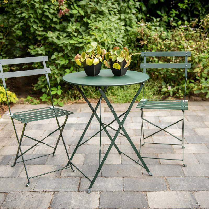 Table de jardin ronde pliante en métal - Vert - D 59,3 x H 71,5 cm - Image 5