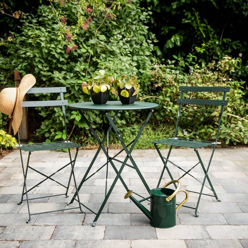 Table de jardin ronde pliante en métal - Vert - D 59,3 x H 71,5 cm - Image 4