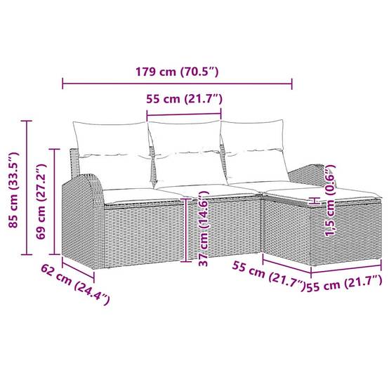 ComfortXL - Ensemble canapé extérieur 4 pièces Poly rotin modulable et confortable Noir – ComfortXL Outdoor Living - Image 4