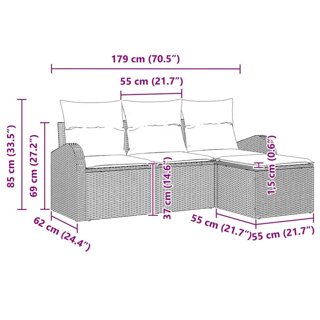 ComfortXL - Ensemble canapé extérieur 4 pièces Poly rotin modulable et confortable Noir – ComfortXL Outdoor Living - Image 4