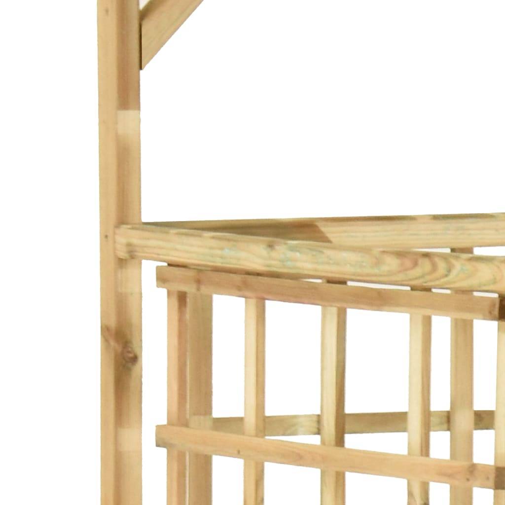 Cache-Poubelle Double Pergola Bois Pin Imprégné Treillis Jardin 140x80cm Brun - ComfortXL Outdoor Living - Image 6