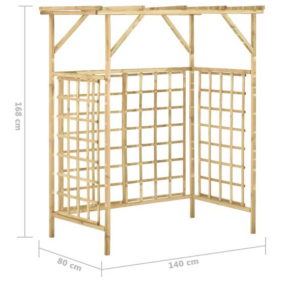 Cache-Poubelle Double Pergola Bois Pin Imprégné Treillis Jardin 140x80cm Brun - ComfortXL Outdoor Living - Image 7