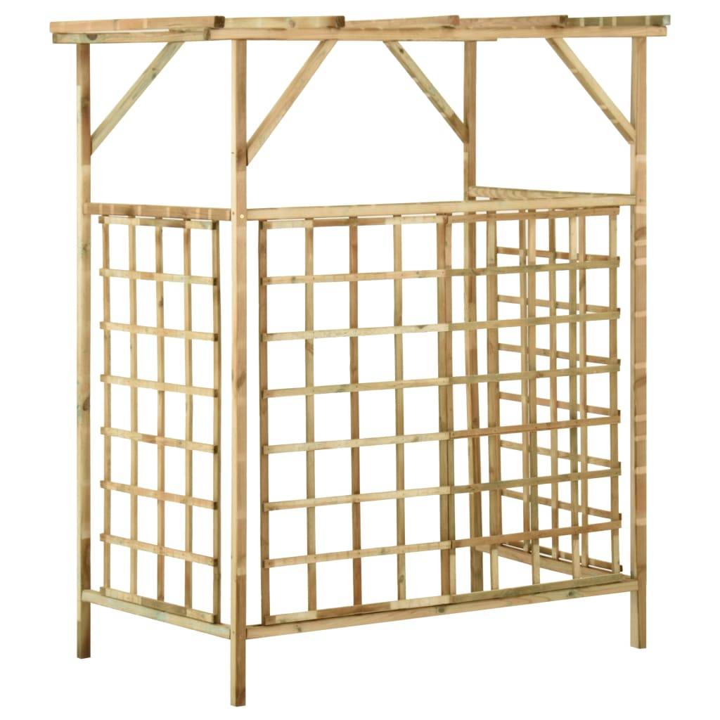 Cache-Poubelle Double Pergola Bois Pin Imprégné Treillis Jardin 140x80cm Brun - ComfortXL Outdoor Living - Image 5