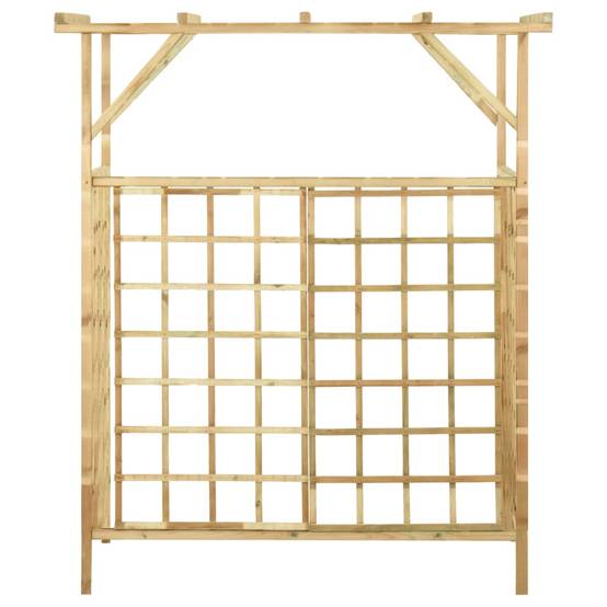 Cache-Poubelle Double Pergola Bois Pin Imprégné Treillis Jardin 140x80cm Brun - ComfortXL Outdoor Living - Image 3