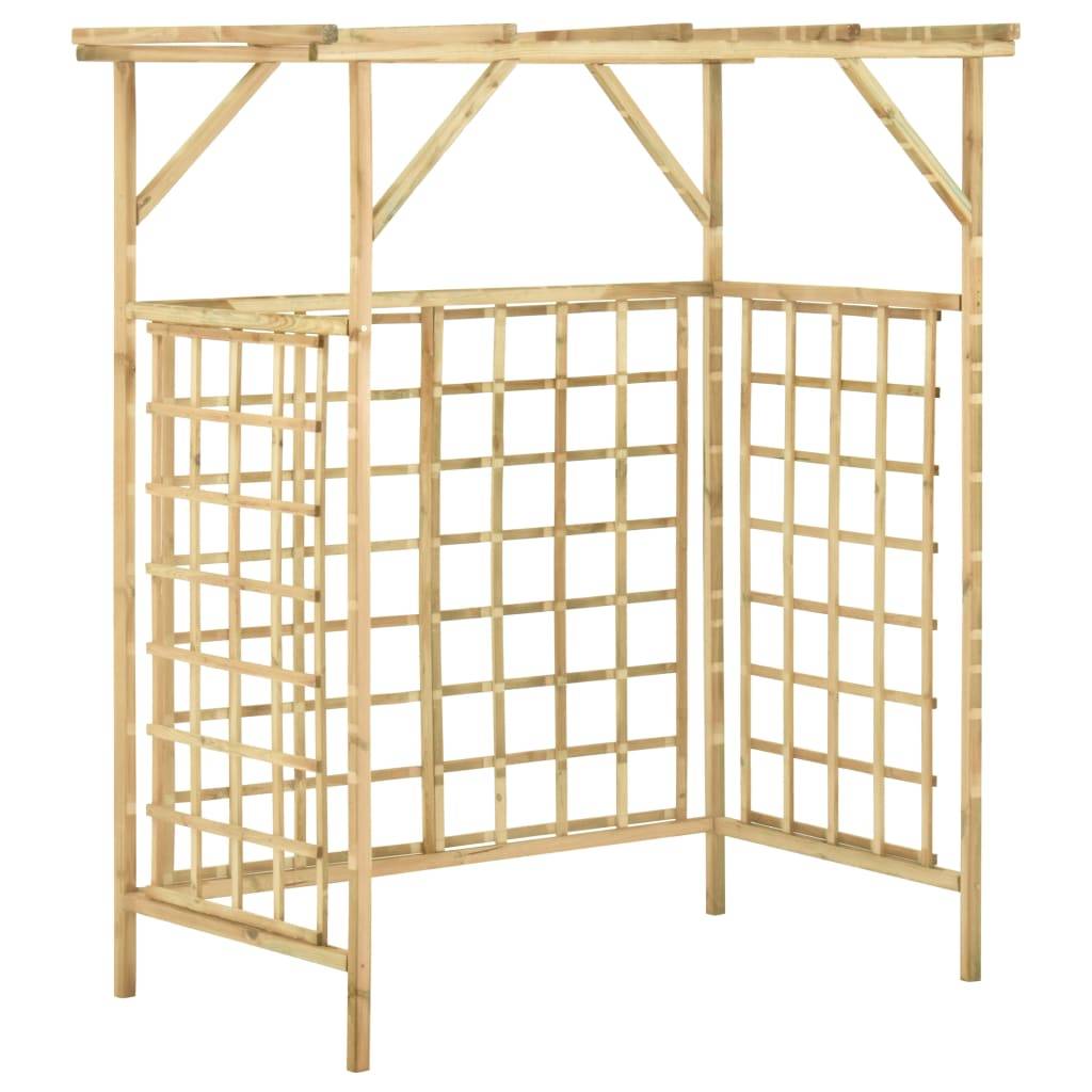 Cache-Poubelle Double Pergola Bois Pin Imprégné Treillis Jardin 140x80cm Brun - ComfortXL Outdoor Living - Image 2