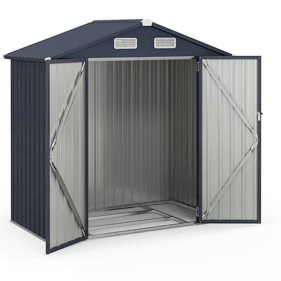 Abri de rangement extérieur 193 x 108 x 196 cm avec verrouillage et ventilation design moderne en acier galvanisé gris foncé