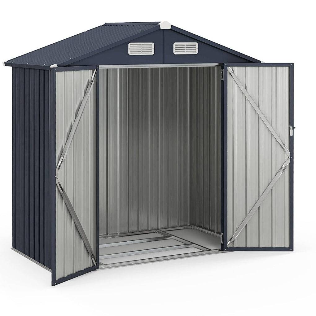 Abri de rangement extérieur 193 x 108 x 196 cm avec verrouillage et ventilation design moderne en acier galvanisé gris foncé