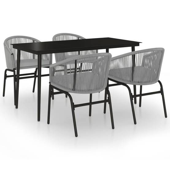 Ensemble Repas 4P 140cm Rotin PVC avec Coussins Gris – ComfortXL Outdoor Living - Image 2