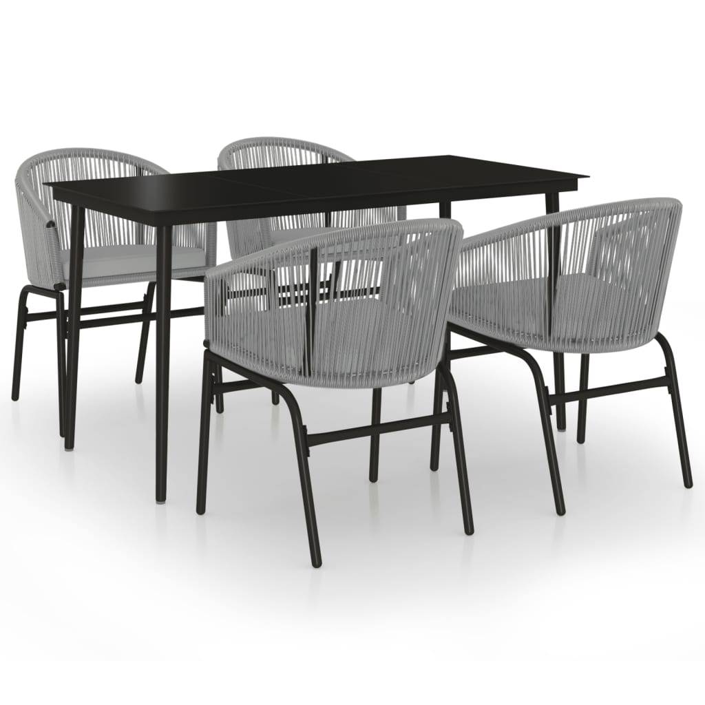 Ensemble Repas 4P 140cm Rotin PVC avec Coussins Gris – ComfortXL Outdoor Living - Image 2