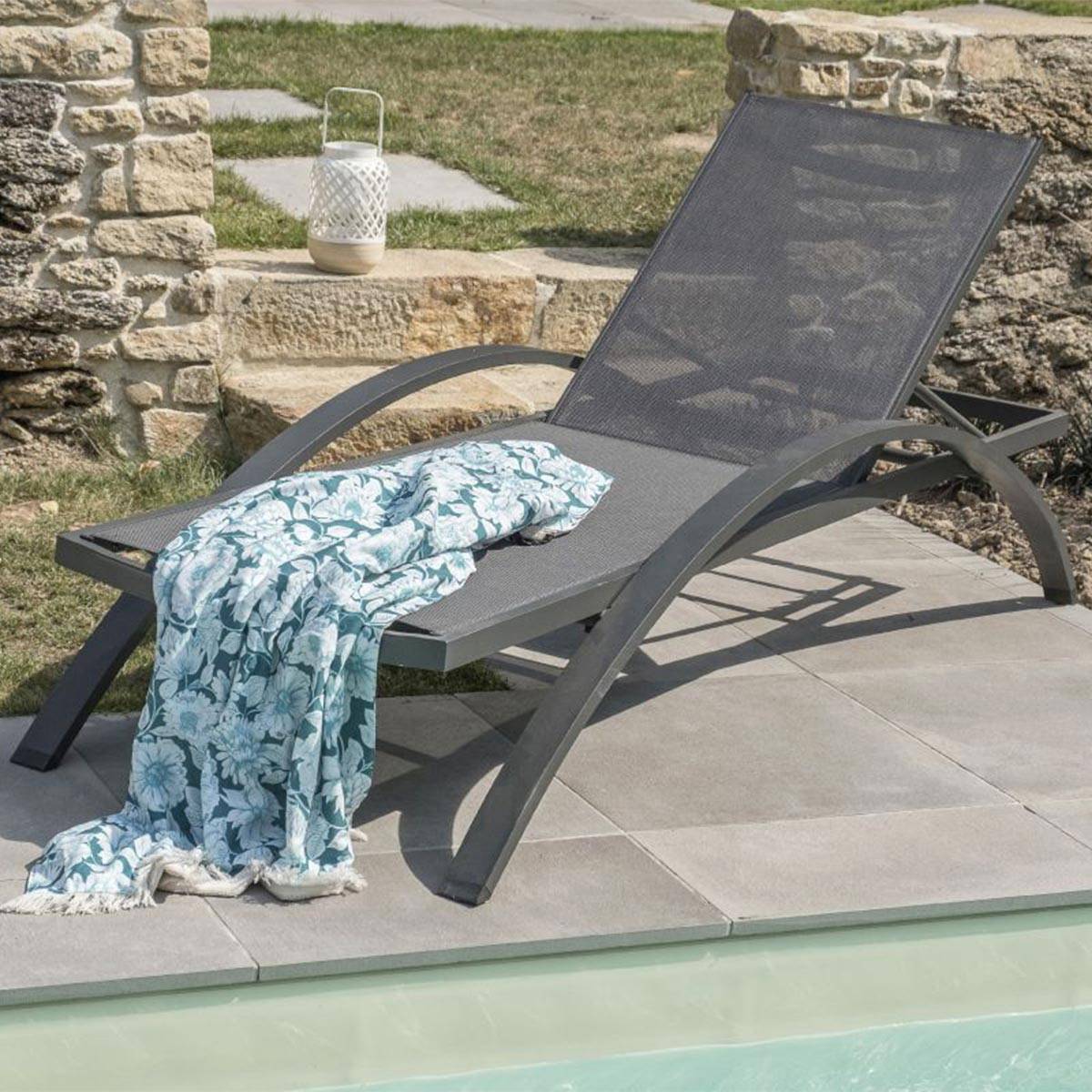 Dcb Garden - Lot de 2 Bains de Soleil Empilables "Barcelona" 195cm Noir - Image 6