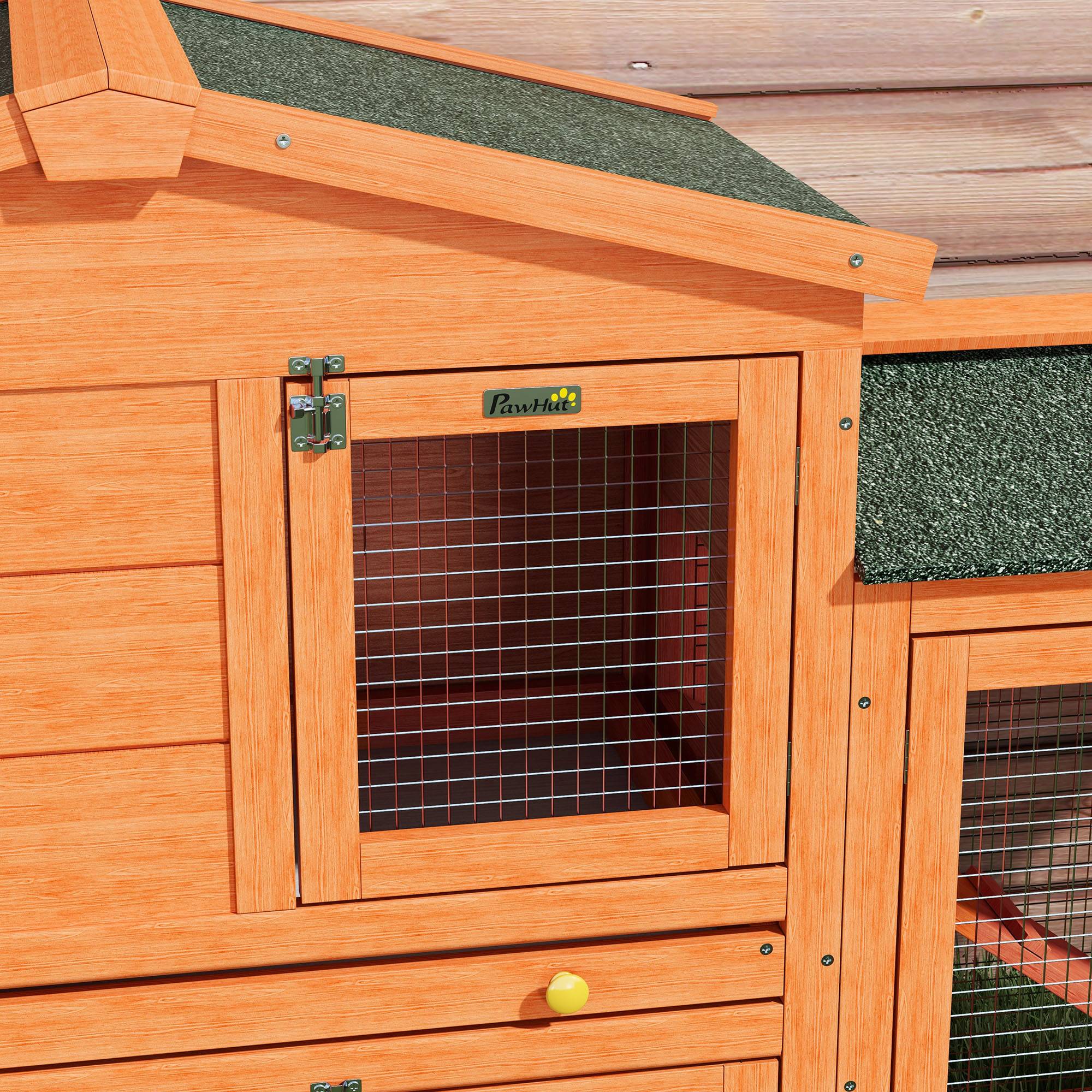 ComfortXL - Clapier lapin extérieur bois d’épicéa orange 150 x 45 x 85 cm 2 niveaux toit étanche - ComfortXL Outdoor Living - Image 10