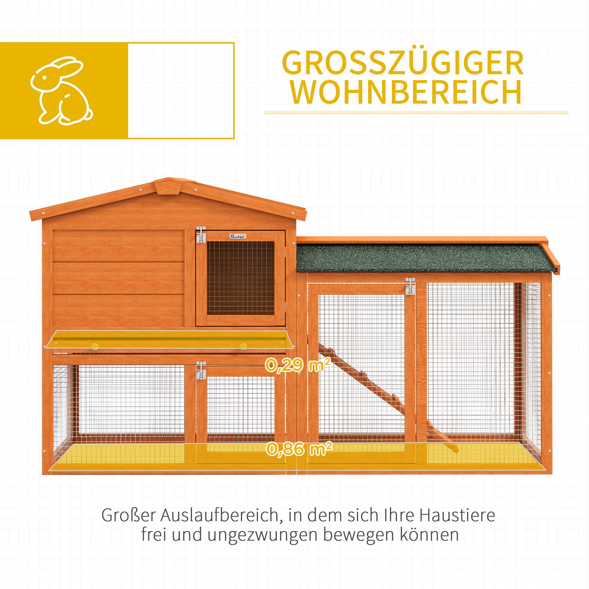 ComfortXL - Clapier lapin extérieur bois d’épicéa orange 150 x 45 x 85 cm 2 niveaux toit étanche - ComfortXL Outdoor Living - Image 6