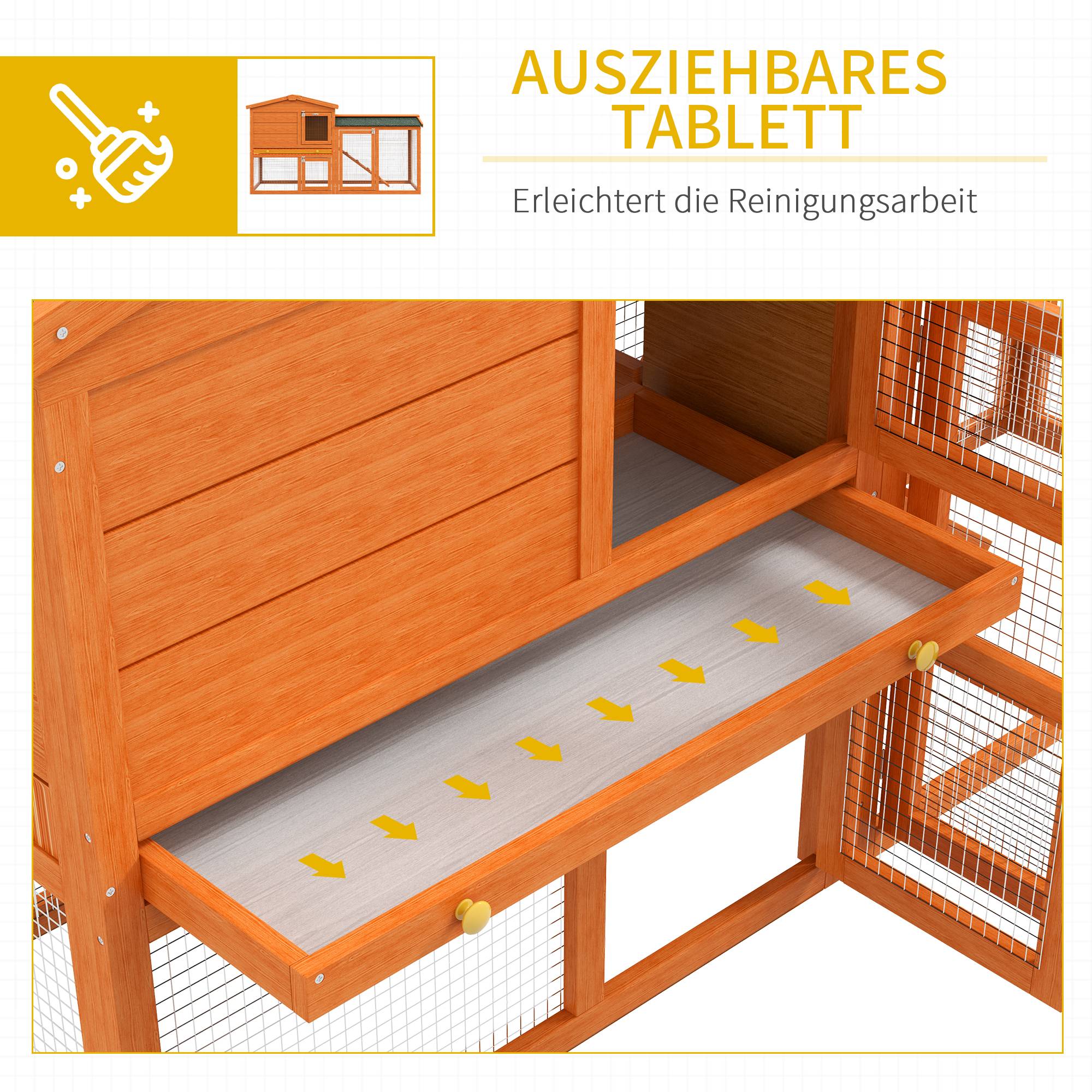 ComfortXL - Clapier lapin extérieur bois d’épicéa orange 150 x 45 x 85 cm 2 niveaux toit étanche - ComfortXL Outdoor Living - Image 8