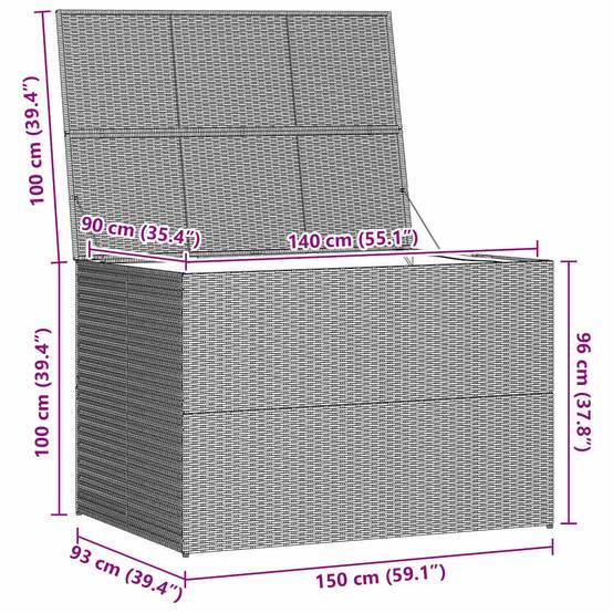 Coffre de Jardin XXL en Résine Tressée Étanche Grande Capacité pour Terrasse Marron 150x100x100 cm – ComfortXL Outdoor Living - Image 5