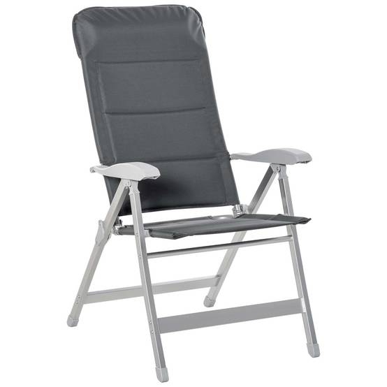 Chaise de jardin pliante aluminium et tissu gris 75 x 61.5 x 115 cm - PANGIVO - Image 2