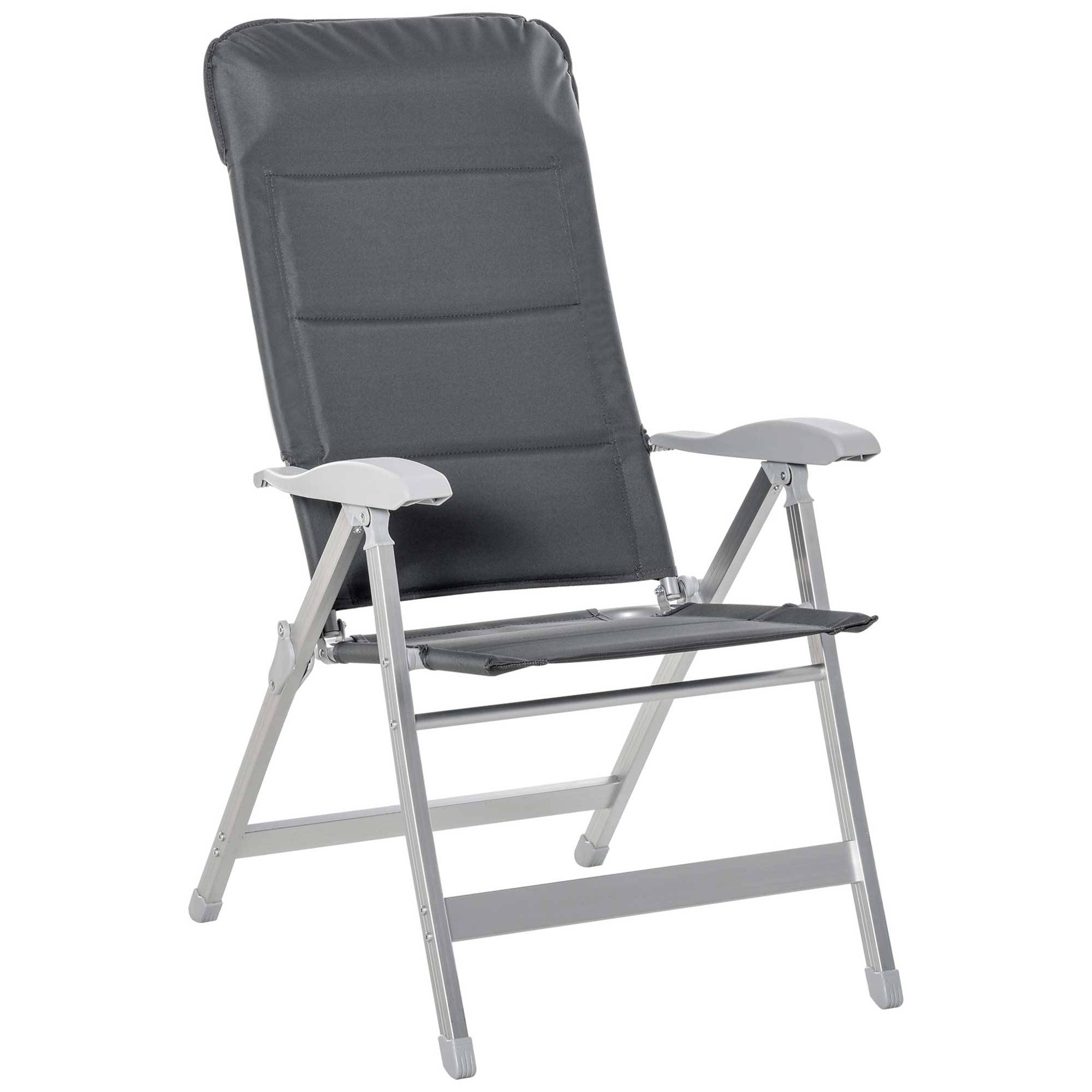 Chaise de jardin pliante aluminium et tissu gris 75 x 61.5 x 115 cm - PANGIVO - Image 2