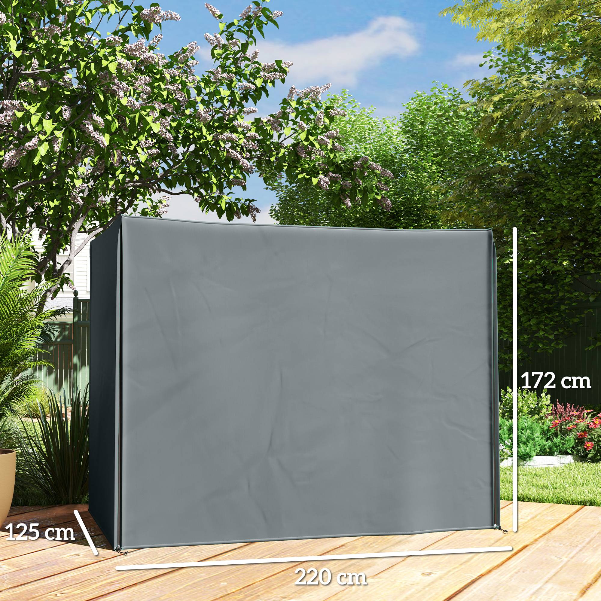 ComfortXL - Housse balancelle grand format Tissu Oxford Extérieur Imperméable anti-UV 220x125x172cm Gris - ComfortXL Outdoor Living - Image 5
