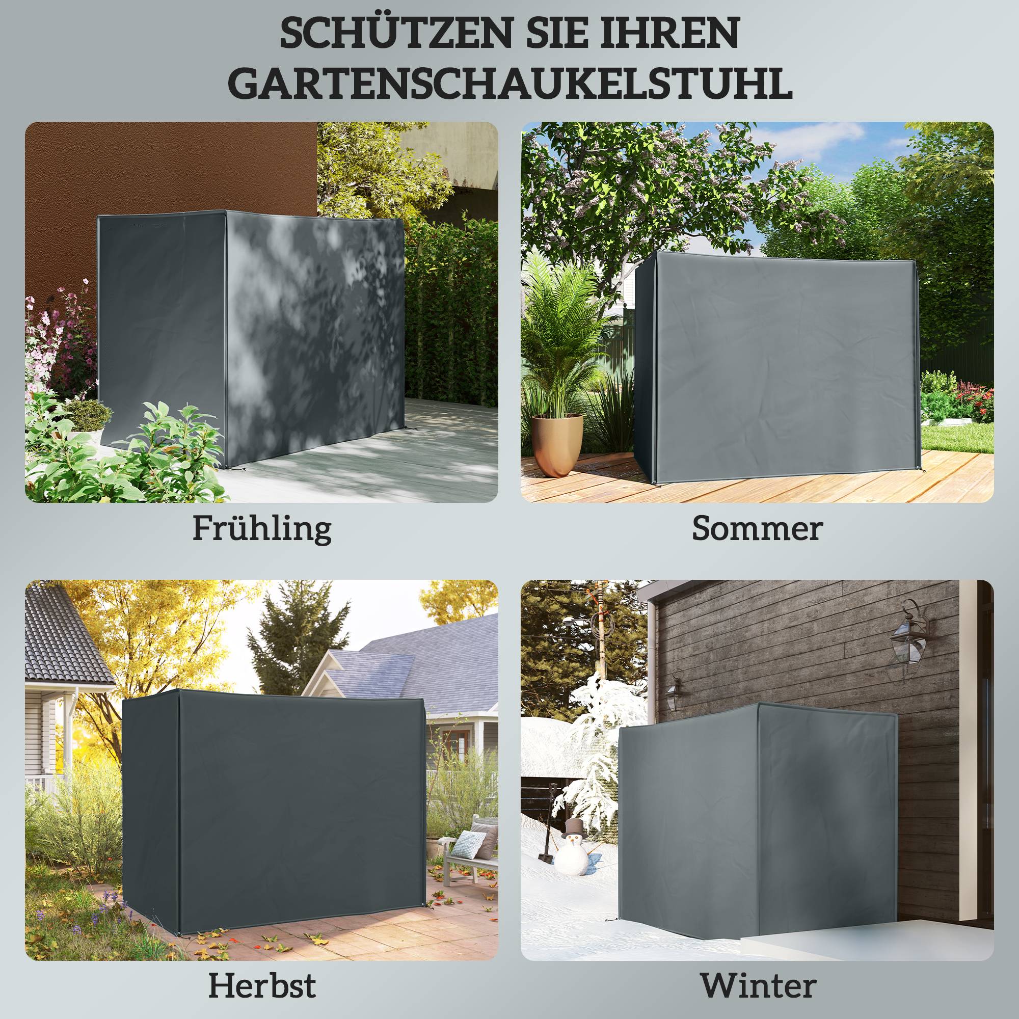 ComfortXL - Housse balancelle grand format Tissu Oxford Extérieur Imperméable anti-UV 220x125x172cm Gris - ComfortXL Outdoor Living - Image 6