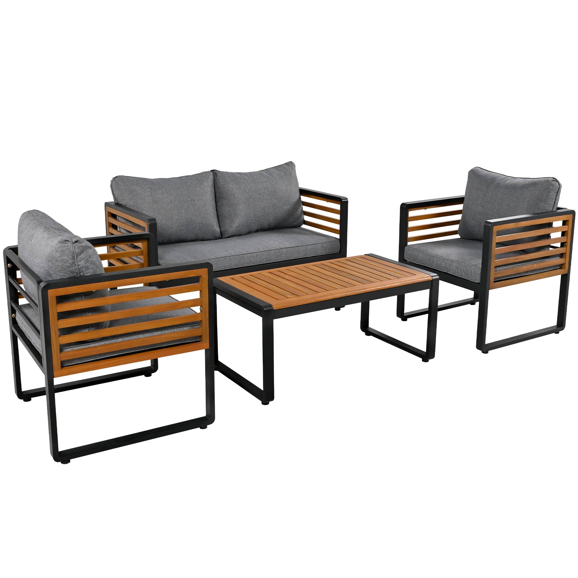 Ensemble de meubles de jardin en rotin ave Canapé Table basse Mélange
