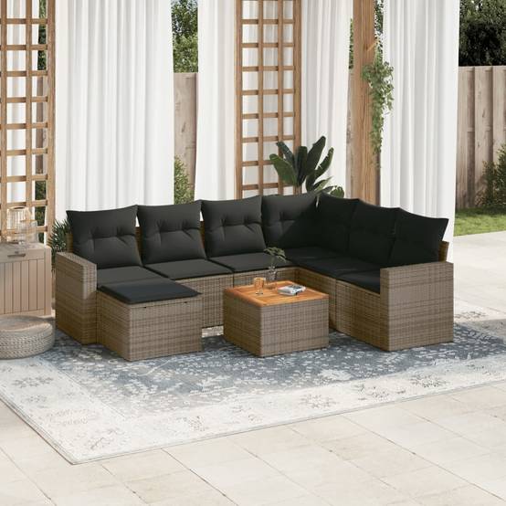ComfortXL - Salon de Jardin Gris 7 Places en Résine Tressée Modulable pour Extérieur Coussins Gris Foncé – ComfortXL Outdoor Living - Image 1