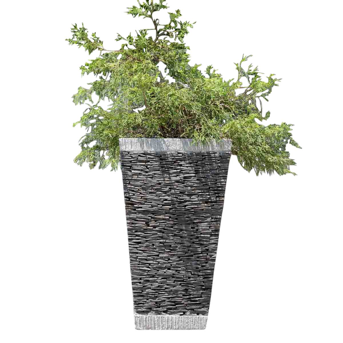 Wanda COLLECTION - Pot bac jardinière carré ardoise 80cm jardin terrasse pierre naturelle - Image 1
