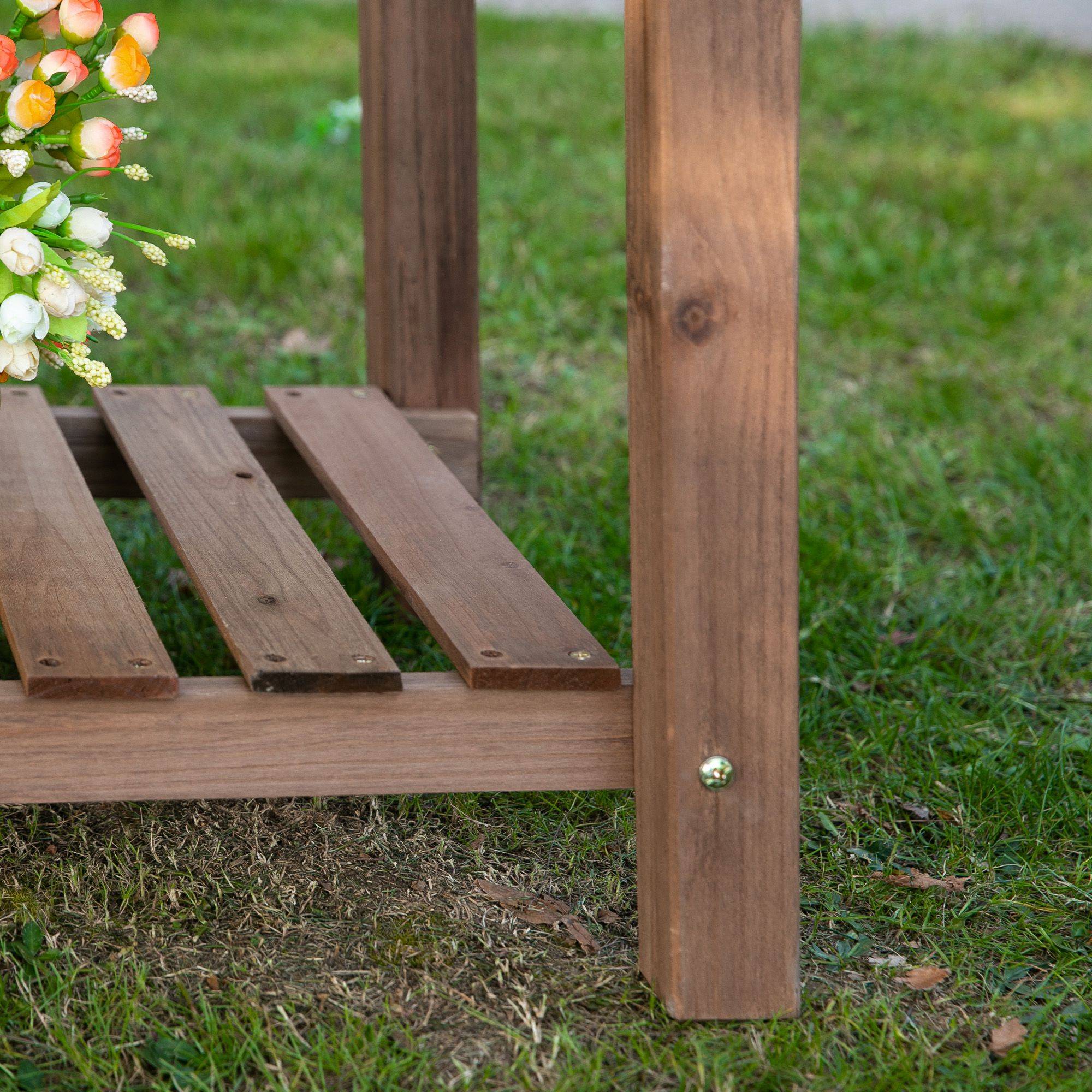 ComfortXL - Carré potager surélevé en bois de sapin 123 x 54 x 80 cm marron pour balcon et jardin avec tablette pliante - Image 9