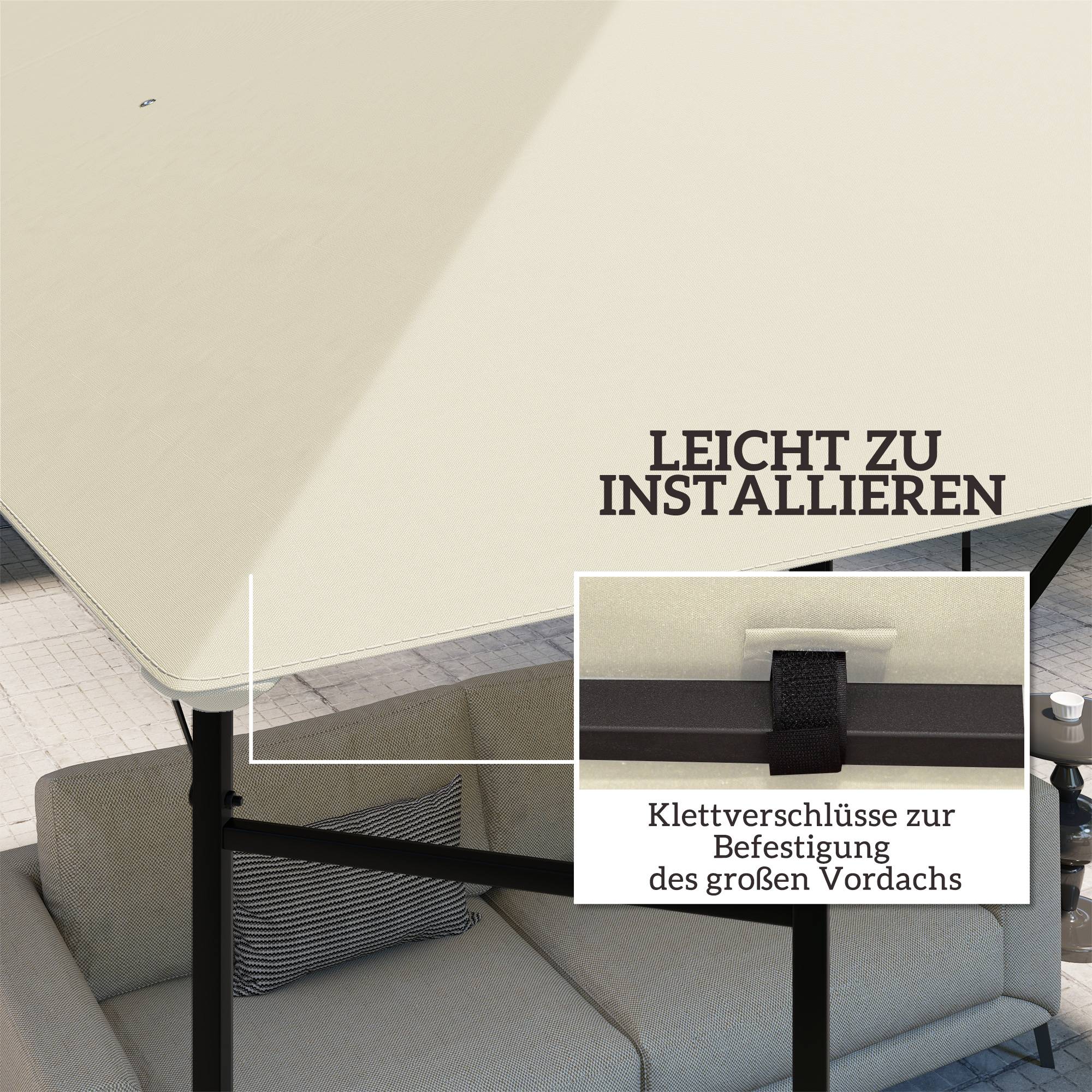 Toit remplacement pavillon 3x3 m déperlant toit UPF30+ housse Oxford 370 g/m² blanc crème - Image 7