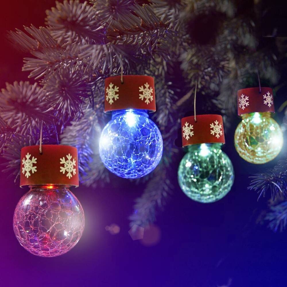 Boules de sapin de Noël solaires (lot de 4) - Image 2