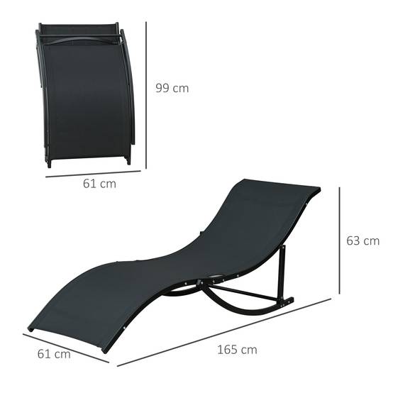 Ensemble de 2 chaises longues pliantes de jardin, en aluminium et textilène, 61 x 165 x 63 cm - Image 5