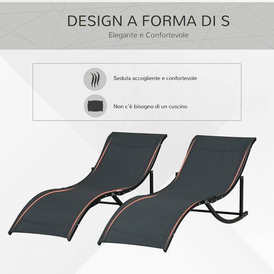 Ensemble de 2 chaises longues pliantes de jardin, en aluminium et textilène, 61 x 165 x 63 cm - Image 6