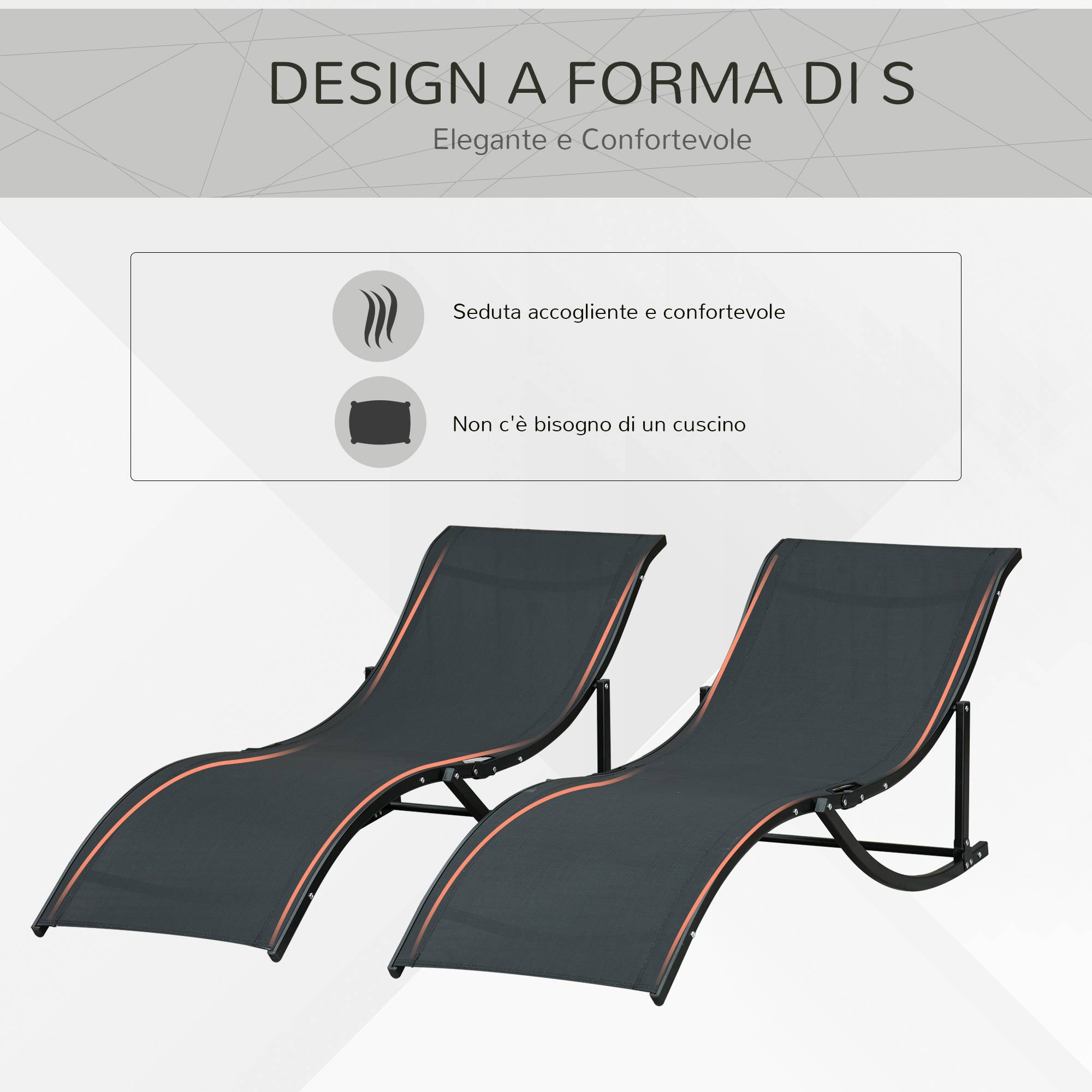 Ensemble de 2 chaises longues pliantes de jardin, en aluminium et textilène, 61 x 165 x 63 cm - Image 6