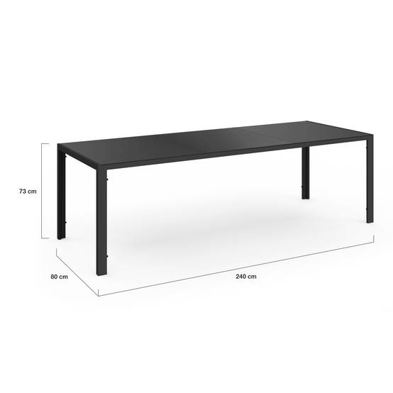 Salon de jardin MADRID table 240 CM et 10 chaises empilables noir - Image 5