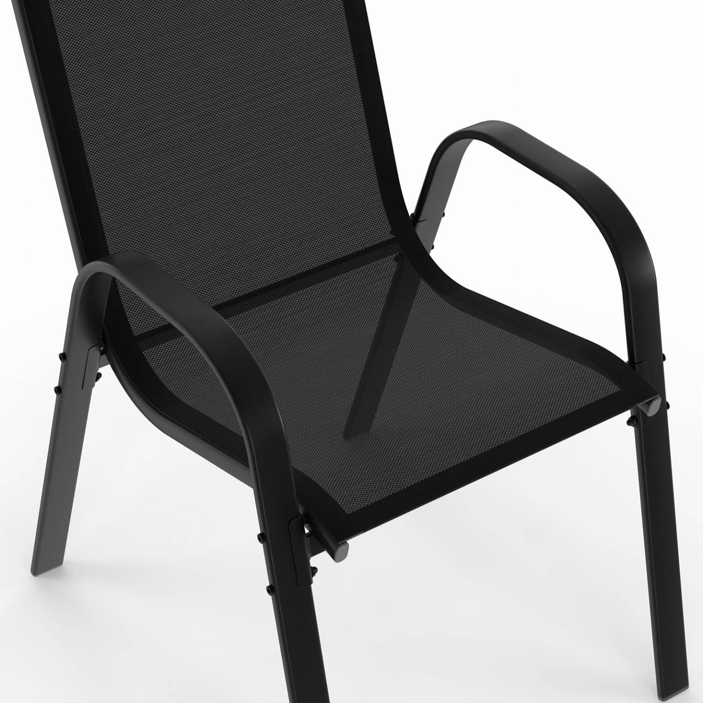 Salon de jardin MADRID table 240 CM et 10 chaises empilables noir - Image 8